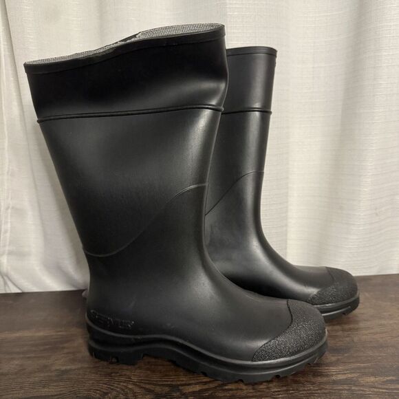 SERVUS Rubber Waterproof PVC Work Boots Plain Soft Toe Men 7 Wmn 9 - Picture 2 of 7